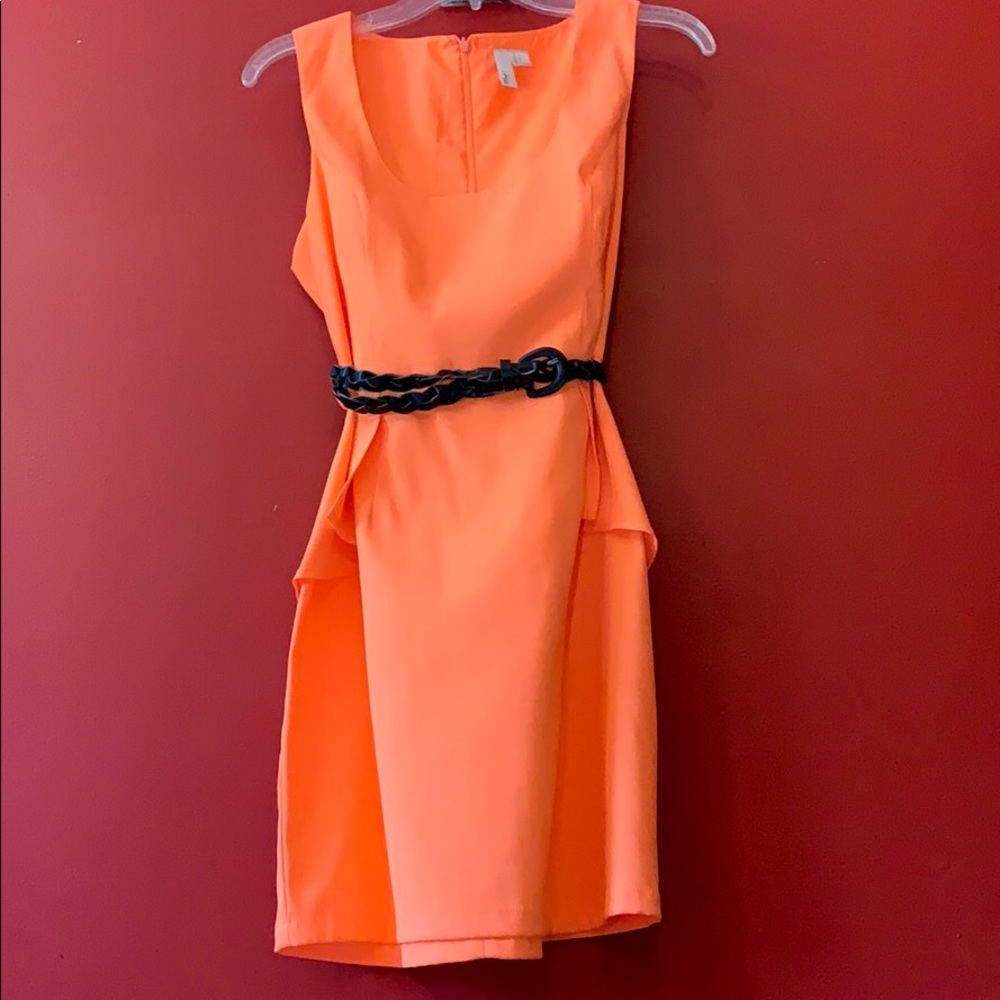 Unique orange sheath dress with removable belt!